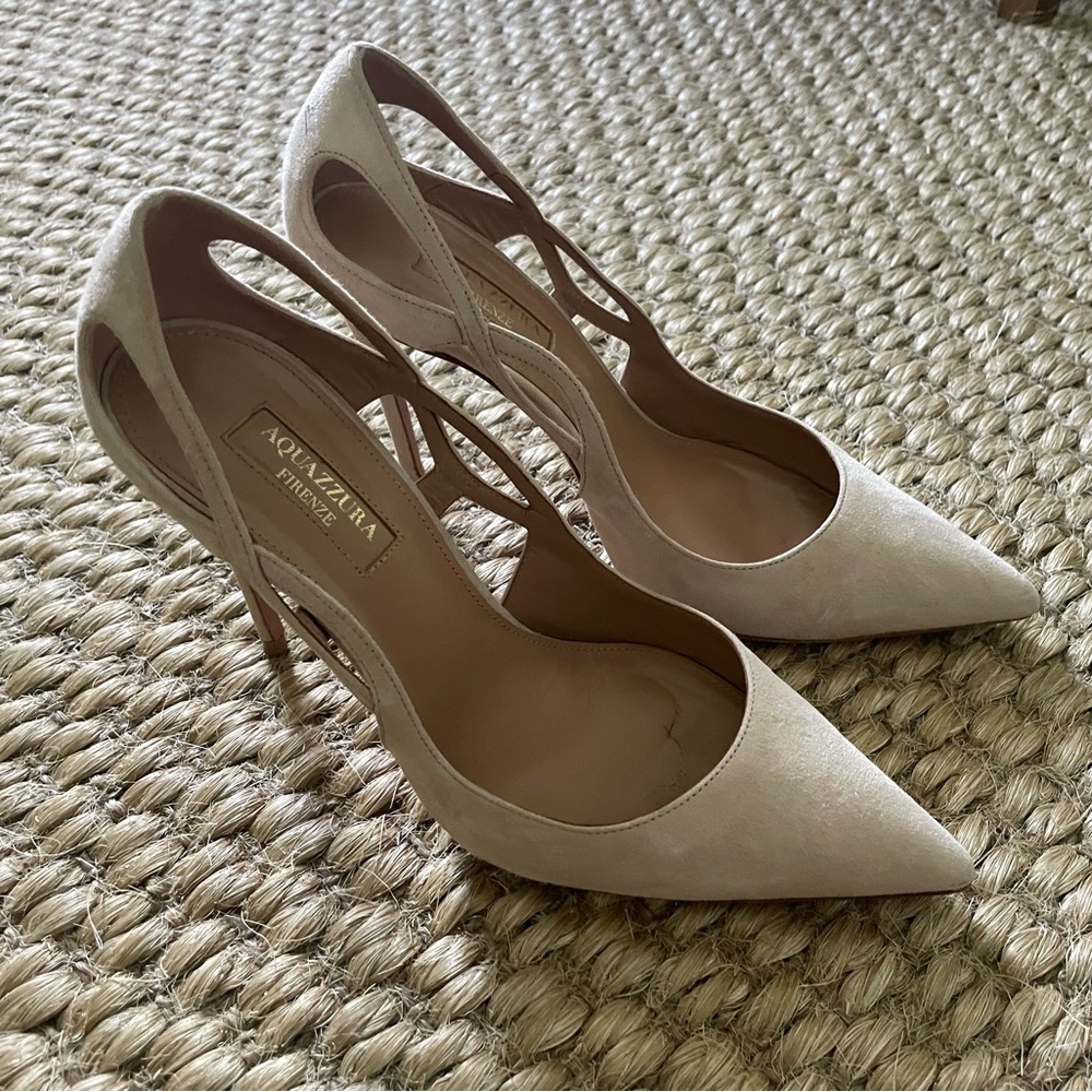 Aquazzura Nude Suede Pumps
